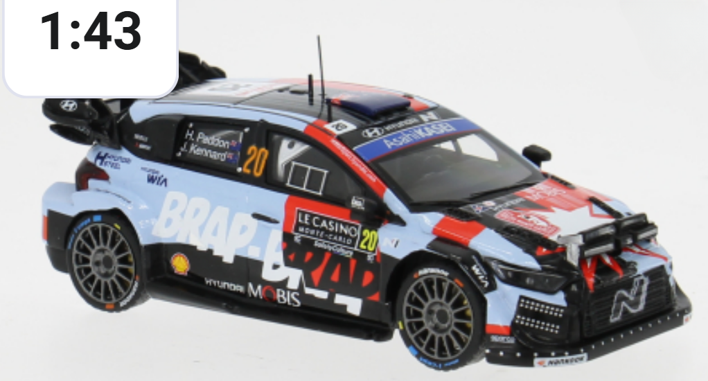 Hyundai Motorsport- Hayden Paddon- Monte 2026- 1/43 Scale- by IXO- RAM1026C (INTRO OFFER- DELIVERY IMMINENT!)