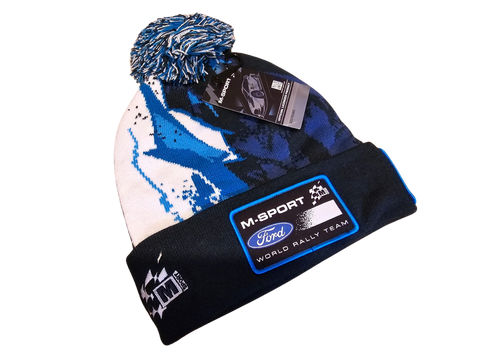 M-Sport 2024 Car inspired Winter Hat with White/Blue Bobble