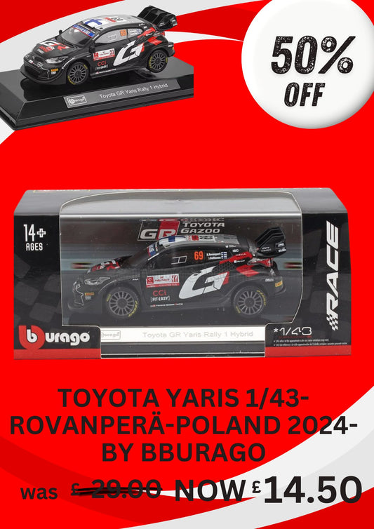 Toyota Yaris- Kalle Rovanperä-Winner- Rally Poland 2024- 1/43 Scale- by Bburago