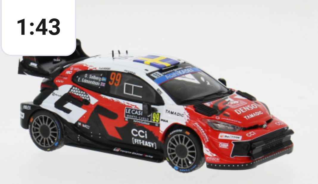 Toyota Yaris- Oliver Solberg- Winner Monte 2026- 1/43 Scale- by IXO- RAM1025A (INTRO OFFER- DELIVERY IMMINENT!)!)