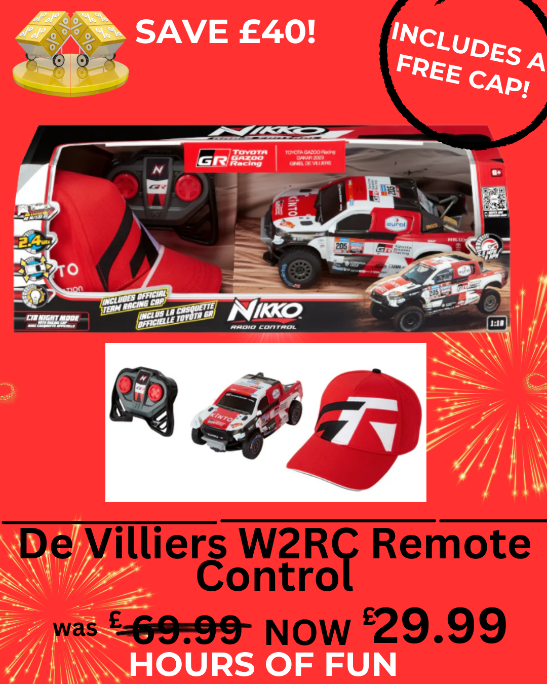 W2RC Remote Control TOYOTA GR 1/18 Scale plus a Toyota Cap