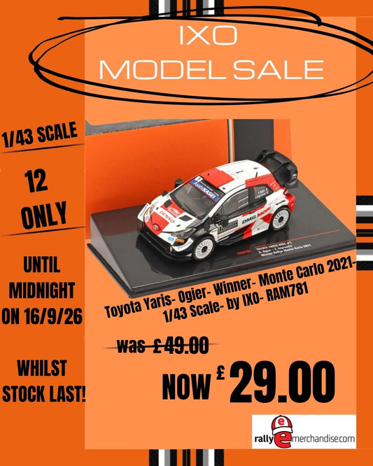 Toyota Yaris-Sébastien Ogier- Winner- Monte Carlo 2021- 1/43 Scale- by IXO- RAM781