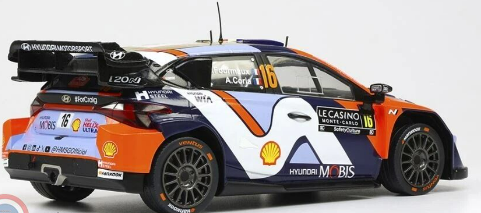 Hyundai-Adrien Fourmaux- Monte Carlo 2025- 1/18 Scale- by IXO-RMC230A