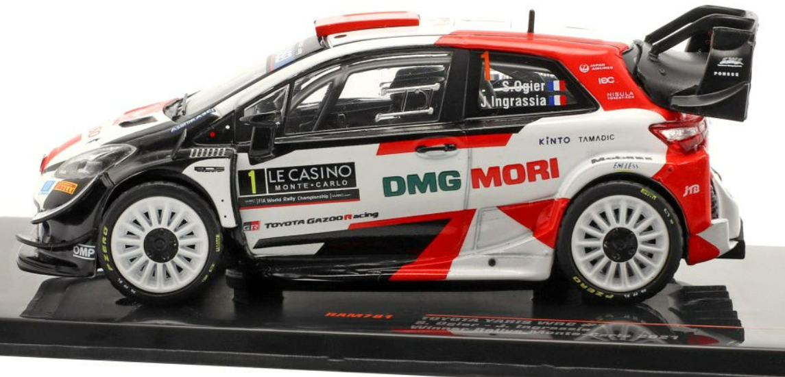 Toyota Yaris-Sébastien Ogier- Winner- Monte Carlo 2021- 1/43 Scale- by IXO- RAM781